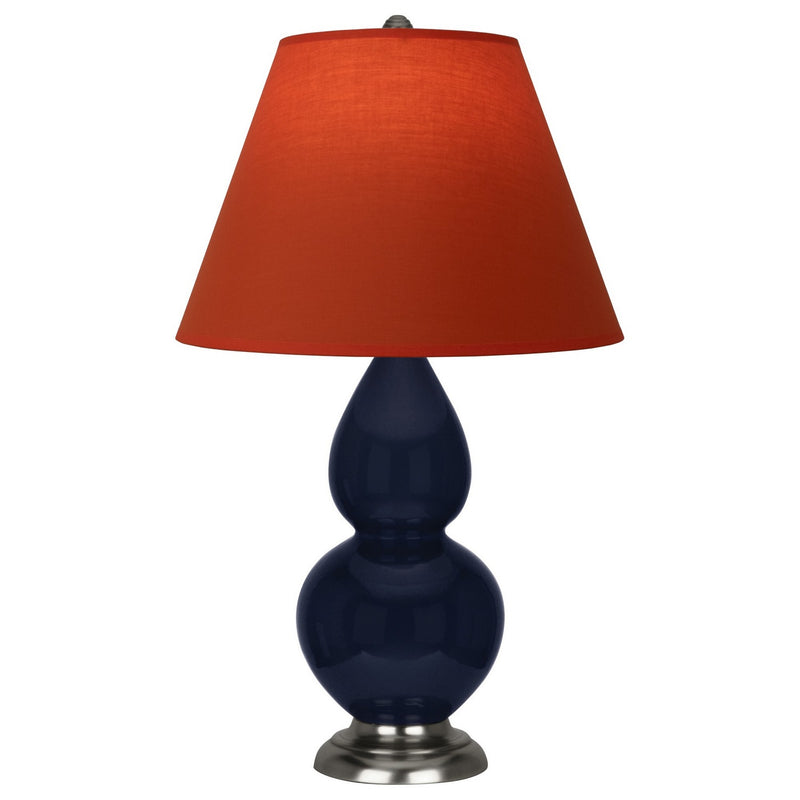Robert Abbey MB12T One Light Accent Lamp, Midnight Blue Glazed Ceramic w/Antique Silver