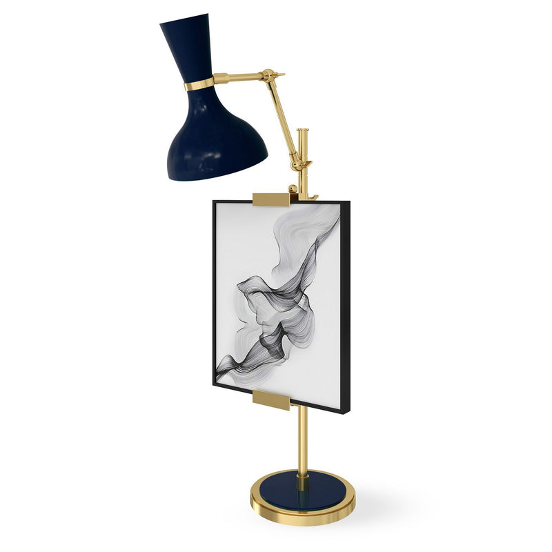 Robert Abbey MB14MB One Light Table Easel, Modern Brass w/Midnight Blue Painted