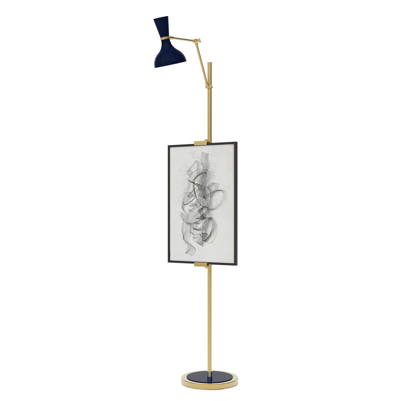 Robert Abbey MB16MB One Light Floor Easel, Modern Brass w/Midnight Blue Painted