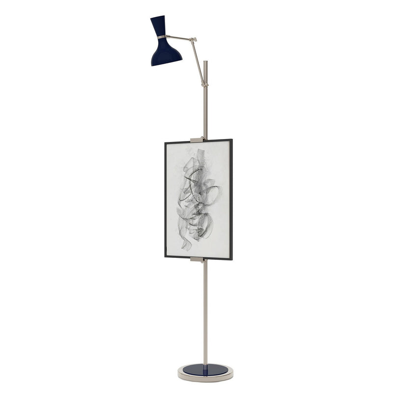 Robert Abbey MB17MB One Light Floor Easel, Polished Nickel w/Midnight Blue Painted