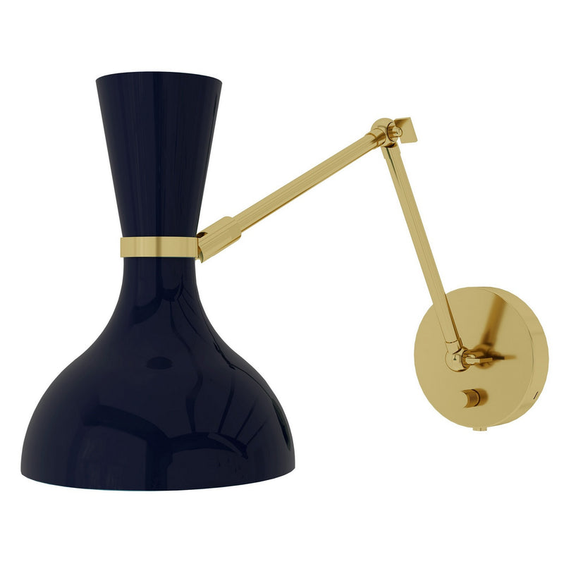 Robert Abbey MB18MB One Light Wall Sconce, Modern Brass w/Midnight Blue Painted