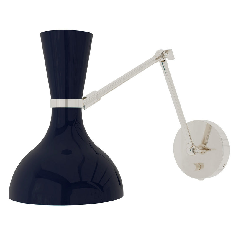 Robert Abbey MB19MB One Light Wall Sconce, Polished Nickel w/Midnight Blue Painted
