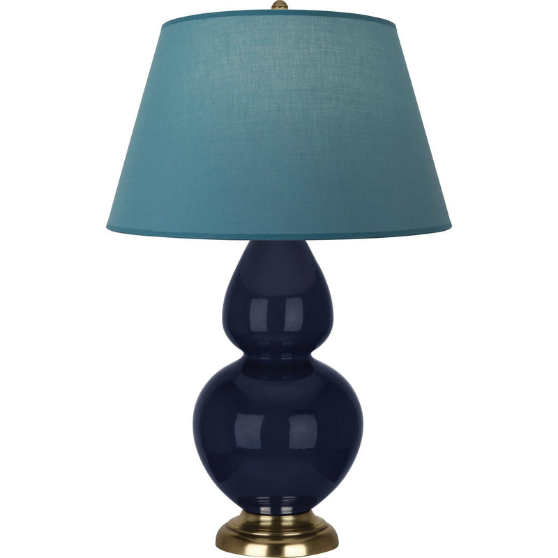 Robert Abbey MB20B One Light Table Lamp, Midnight Blue Glazed Ceramic w/Antique Natural Brass