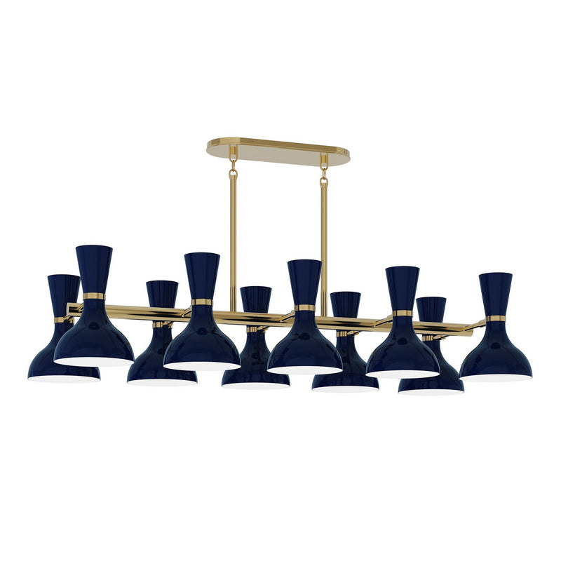 Robert Abbey MB20MB Ten Light Chandelier, Modern Brass w/Midnight Blue Painted