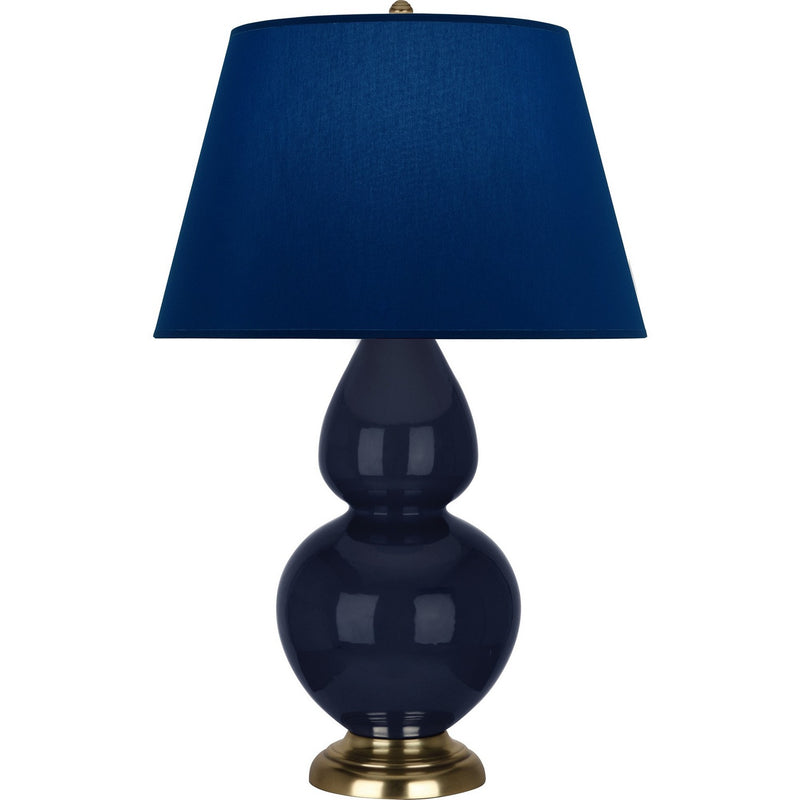 Robert Abbey MB20N One Light Table Lamp, Midnight Blue Glazed Ceramic w/Antique Natural Brass