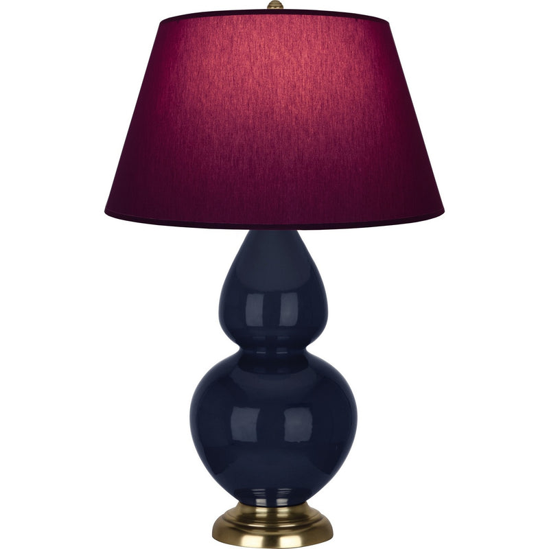 Robert Abbey MB20P One Light Table Lamp, Midnight Blue Glazed Ceramic w/Antique Natural Brass