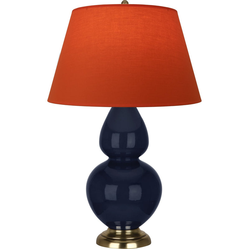 Robert Abbey MB20T One Light Table Lamp, Midnight Blue Glazed Ceramic w/Antique Natural Brass