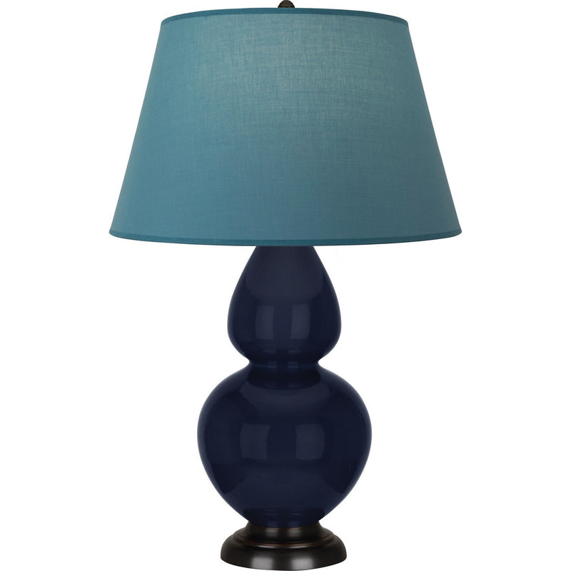 Robert Abbey MB21B One Light Table Lamp, Midnight Blue Glazed Ceramic w/Deep Patina Bronze