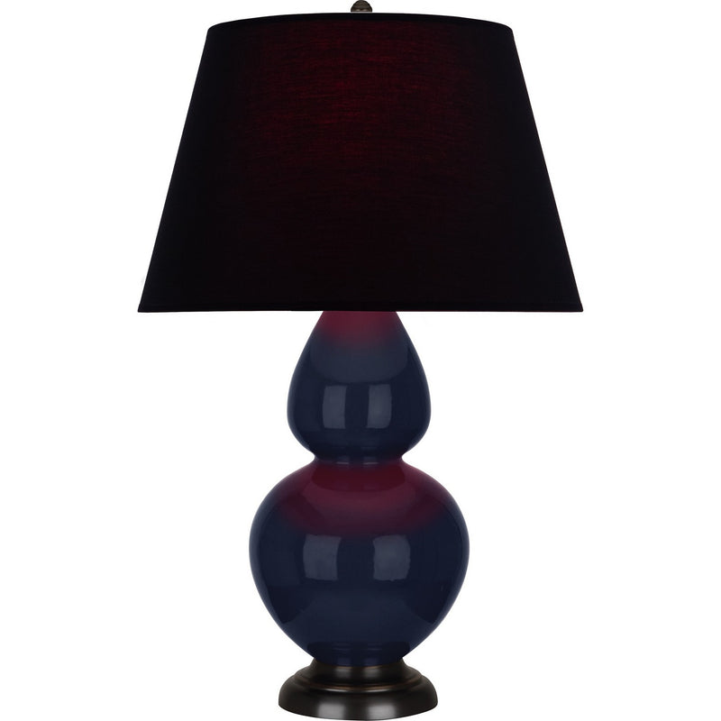 Robert Abbey MB21K One Light Table Lamp, Midnight Blue Glazed Ceramic w/Deep Patina Bronze