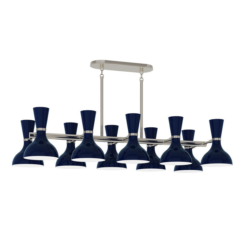 Robert Abbey MB21MB Ten Light Chandelier, Polished Nickel w/Midnight Blue Painted