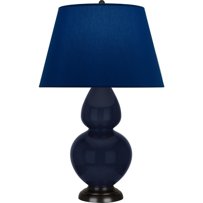 Robert Abbey MB21N One Light Table Lamp, Midnight Blue Glazed Ceramic w/Deep Patina Bronze