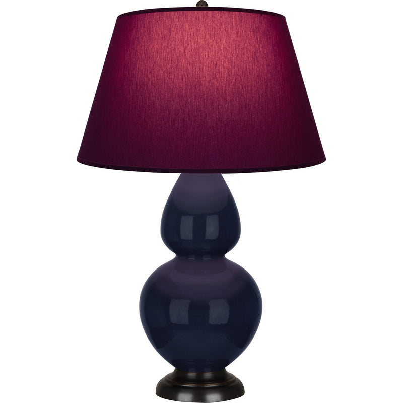 Robert Abbey MB21P One Light Table Lamp, Midnight Blue Glazed Ceramic w/Deep Patina Bronze