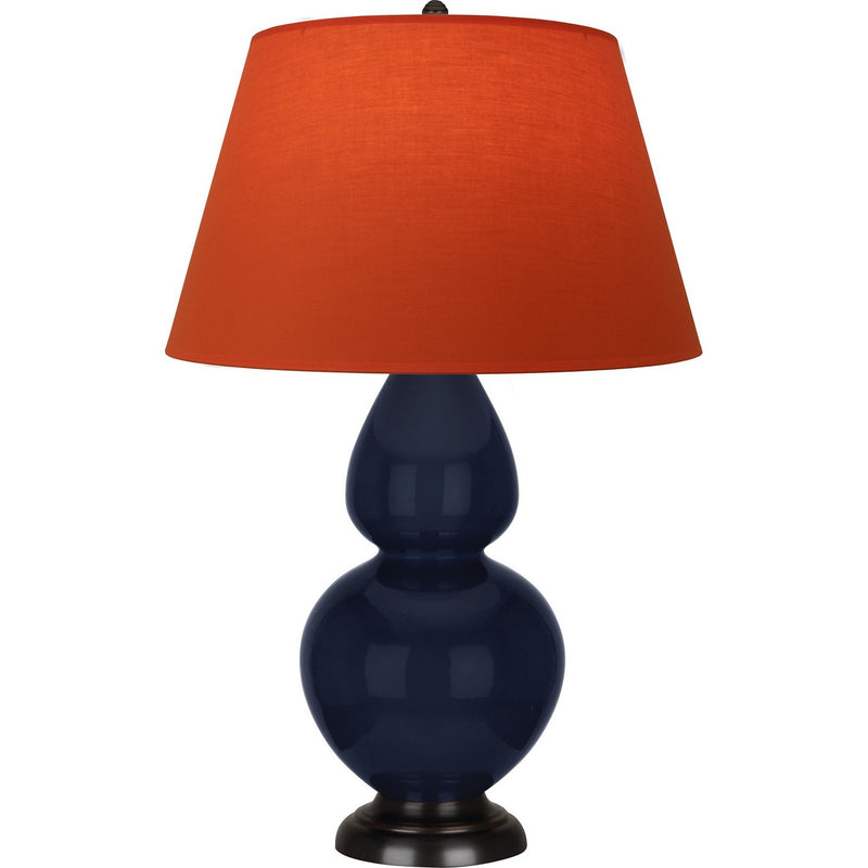 Robert Abbey MB21T One Light Table Lamp, Midnight Blue Glazed Ceramic w/Deep Patina Bronze