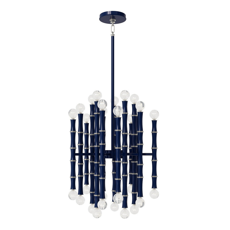 Robert Abbey MB49 30 Light Chandelier, Midnight Blue w/Polished Nickel