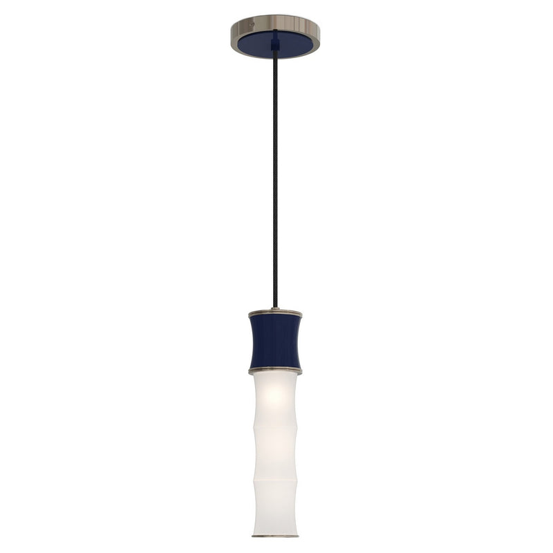 Robert Abbey MB86 One Light Pendant, Midnight Blue w/Polished Nickel
