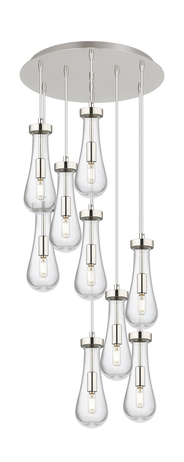 Innovations 119-451-1P-PN-G451-4CL Nine Light Pendant, Polished Nickel