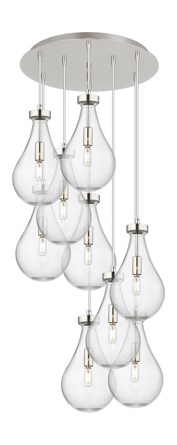 Innovations 119-451-1P-PN-G451-7CL Nine Light Pendant, Polished Nickel