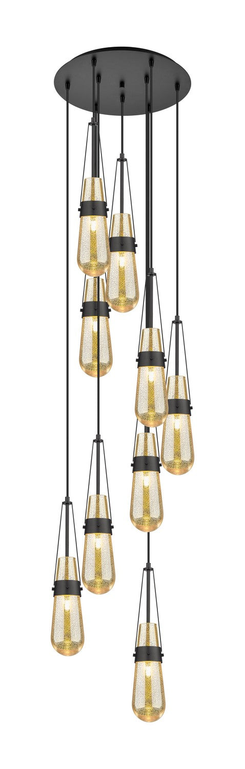 Innovations 119-452-1P-BK-G452-4ME Nine Light Pendant, Matte Black