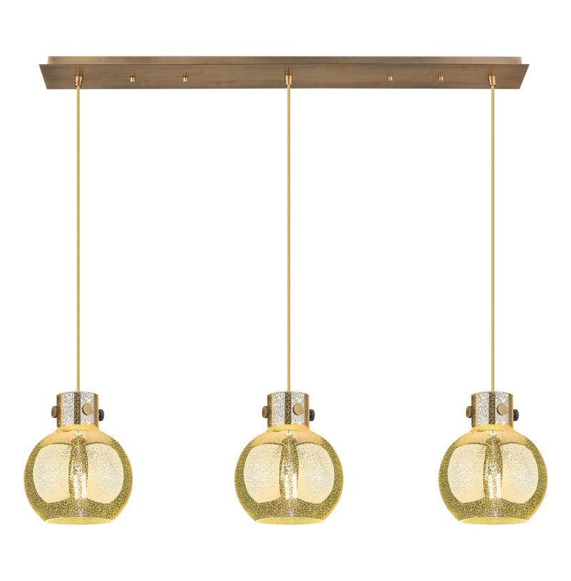 Innovations 123-410-1PS-BB-G410-8ME Three Light Linear Pendant, Brushed Brass