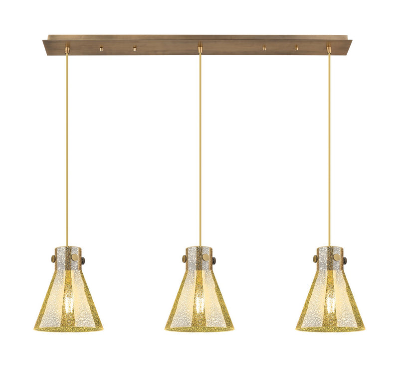 Innovations 123-410-1PS-BB-G411-8ME Three Light Linear Pendant, Brushed Brass