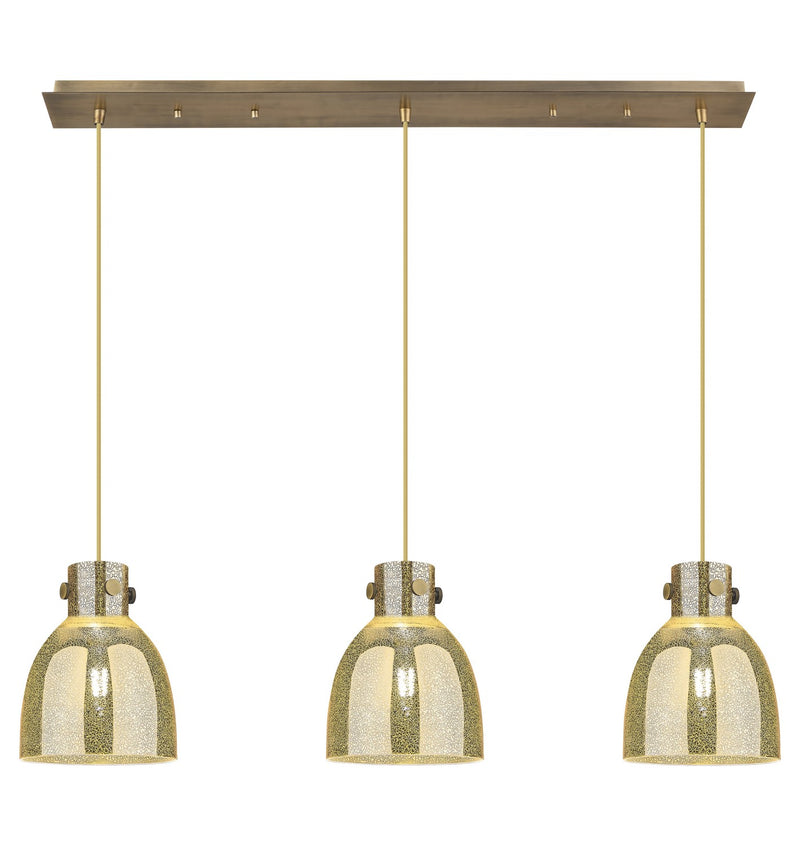 Innovations 123-410-1PS-BB-G412-8ME Three Light Linear Pendant, Brushed Brass