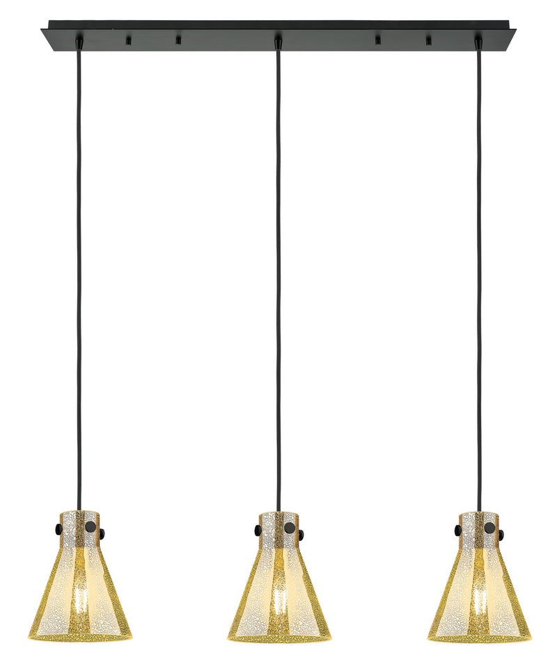 Innovations 123-410-1PS-BK-G411-8ME Three Light Linear Pendant, Matte Black