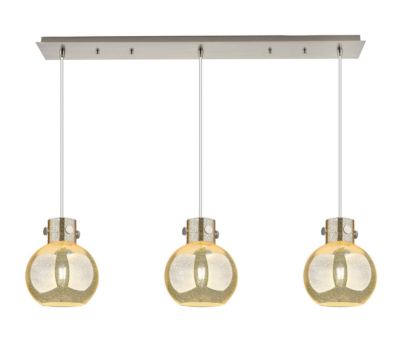 Innovations 123-410-1PS-SN-G410-8ME Three Light Linear Pendant, Brushed Satin Nickel
