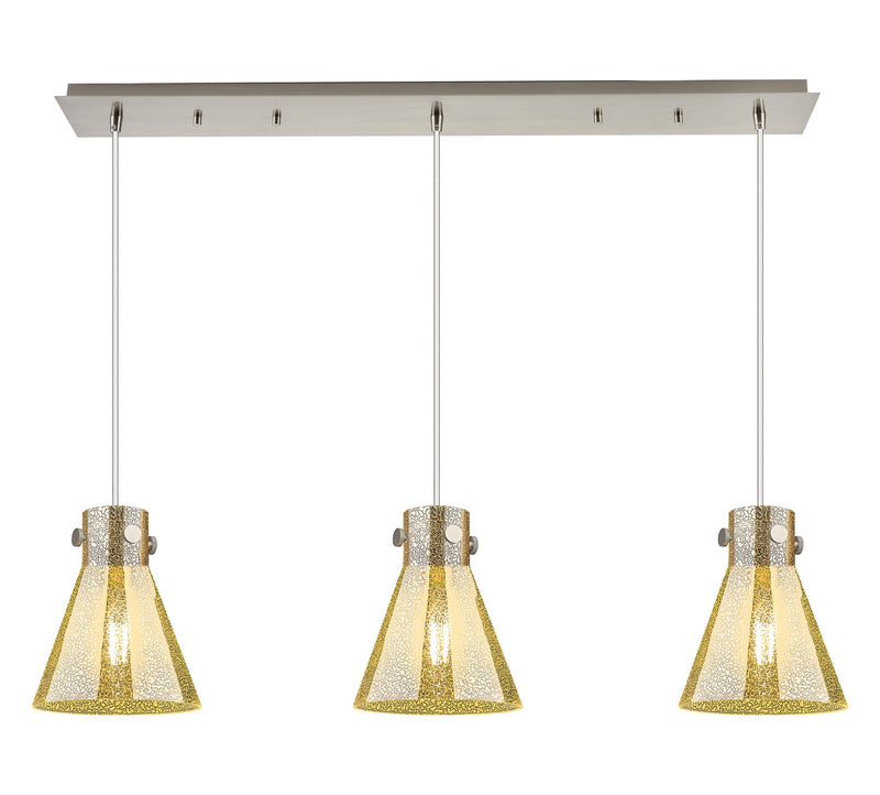 Innovations 123-410-1PS-SN-G411-8ME Three Light Linear Pendant, Brushed Satin Nickel