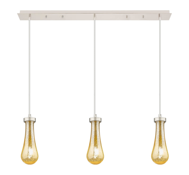 Innovations 123-451-1P-PN-G451-4ME Three Light Linear Pendant, Brushed Polished Nickel