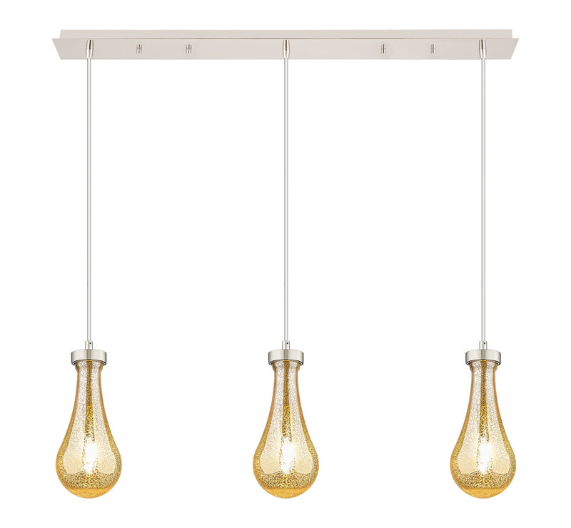 Innovations 123-451-1P-PN-G451-5ME Three Light Linear Pendant, Polished Nickel