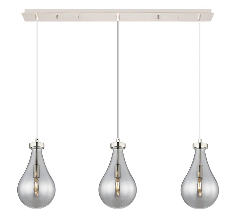 Innovations 123-451-1P-PN-G451-7SM Three Light Linear Pendant, Polished Nickel