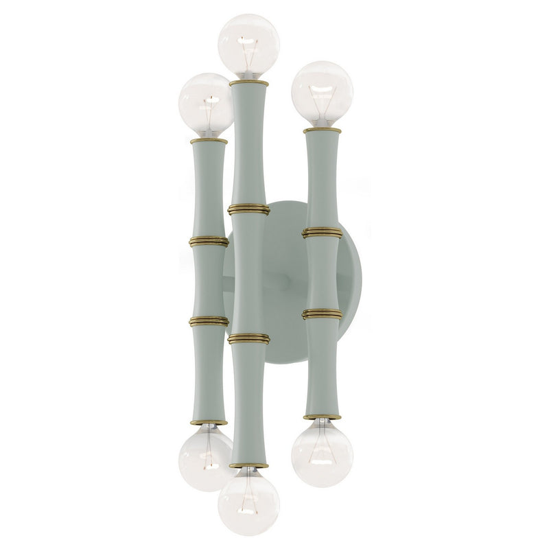 Robert Abbey MCL75 Six Light Wall Sconce, Matte Celadon w/Modern Brass