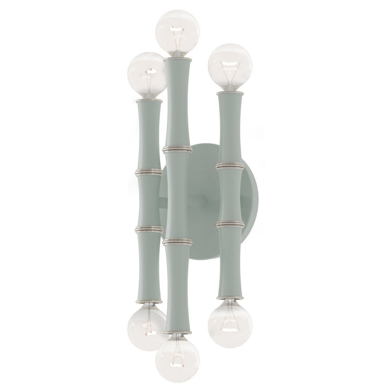 Robert Abbey MCL76 Six Light Wall Sconce, Matte Celadon w/Polished Nickel