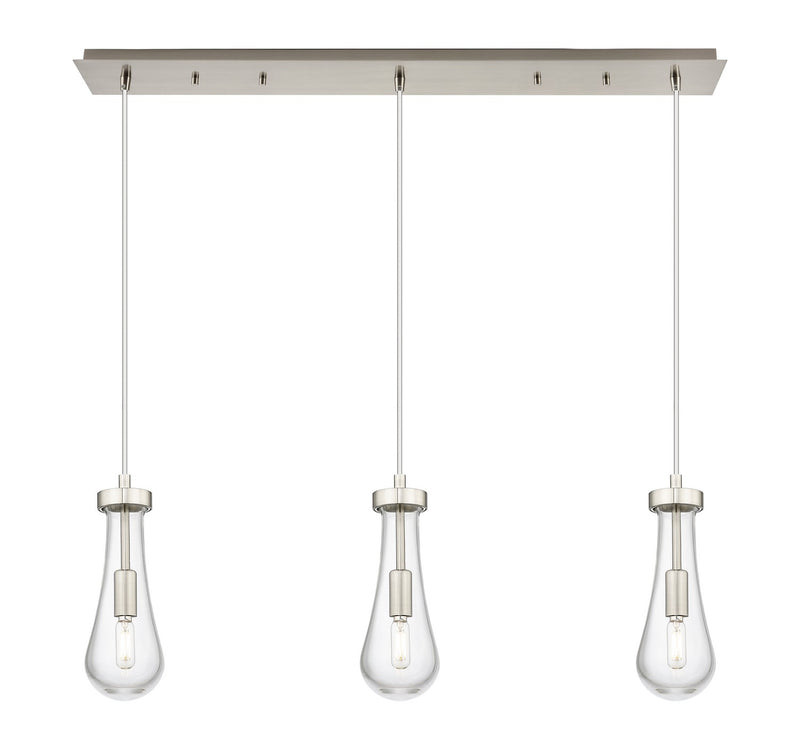 Innovations 123-451-1P-SN-G451-4CL Three Light Linear Pendant, Brushed Satin Nickel