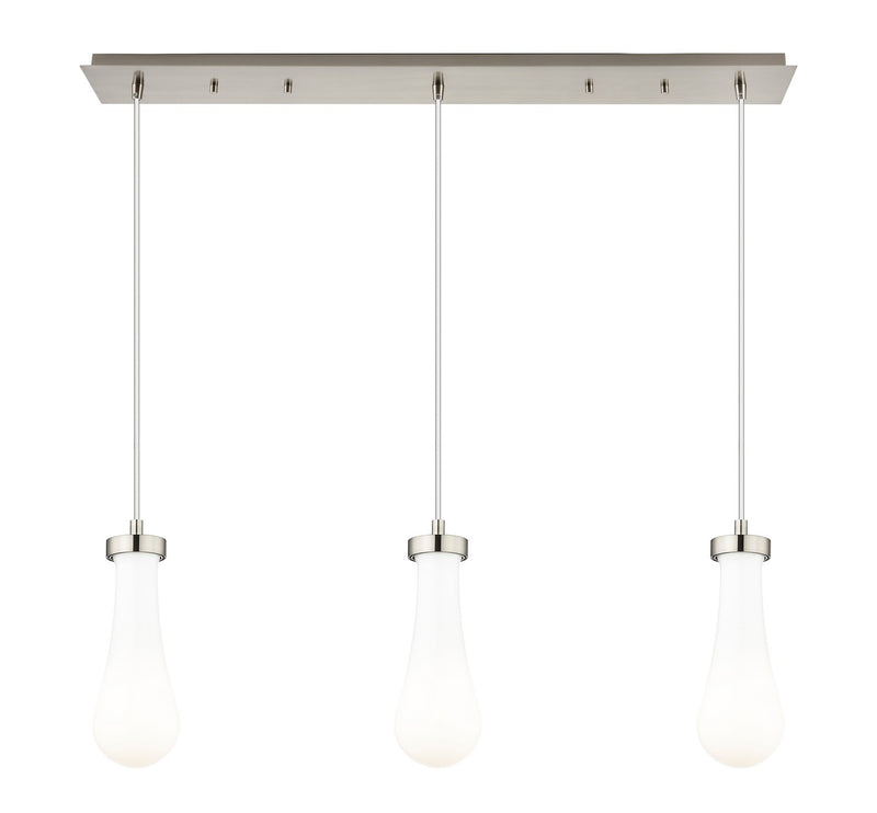Innovations 123-451-1P-SN-G451-4GWH Three Light Linear Pendant, Brushed Satin Nickel