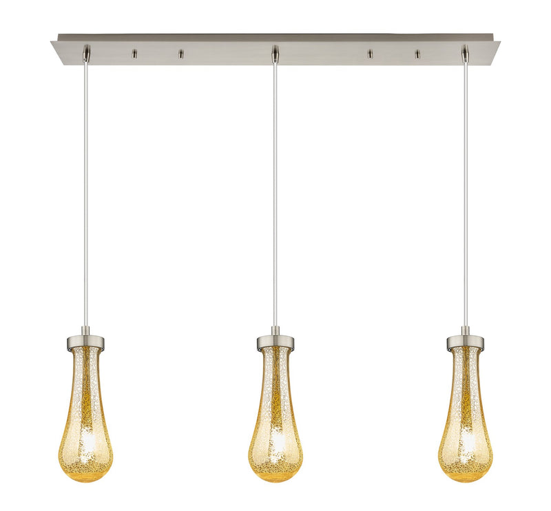 Innovations 123-451-1P-SN-G451-4ME Three Light Linear Pendant, Brushed Satin Nickel
