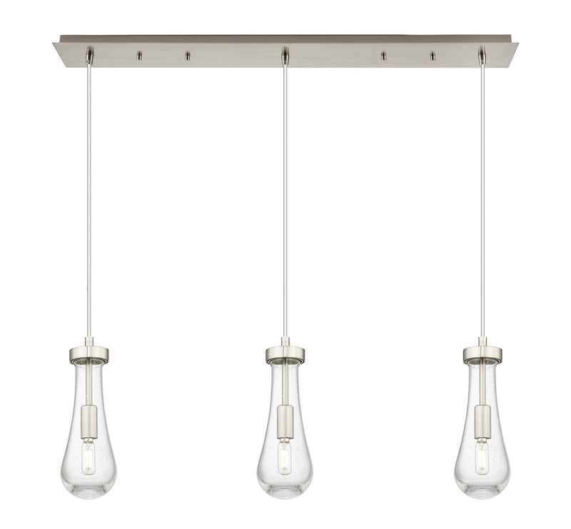 Innovations 123-451-1P-SN-G451-4SDY Three Light Linear Pendant, Brushed Satin Nickel