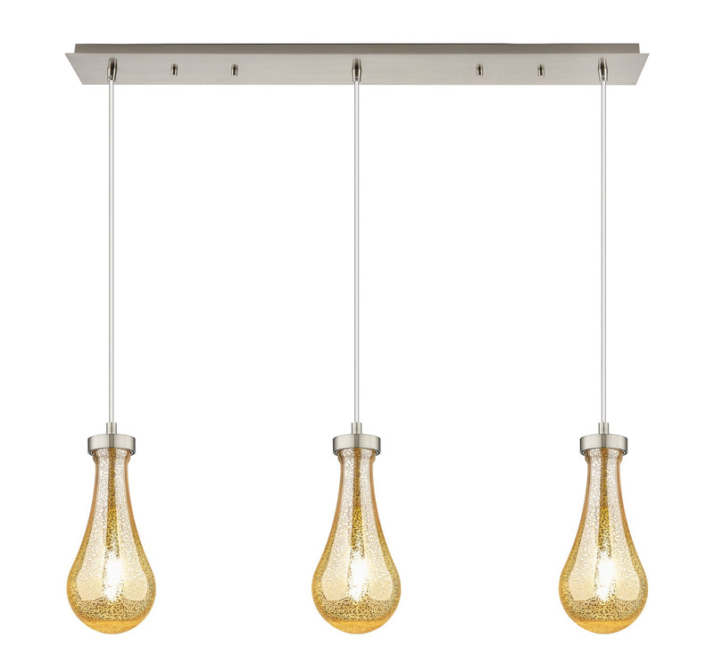 Innovations 123-451-1P-SN-G451-5GWH Three Light Linear Pendant, Brushed Satin Nickel