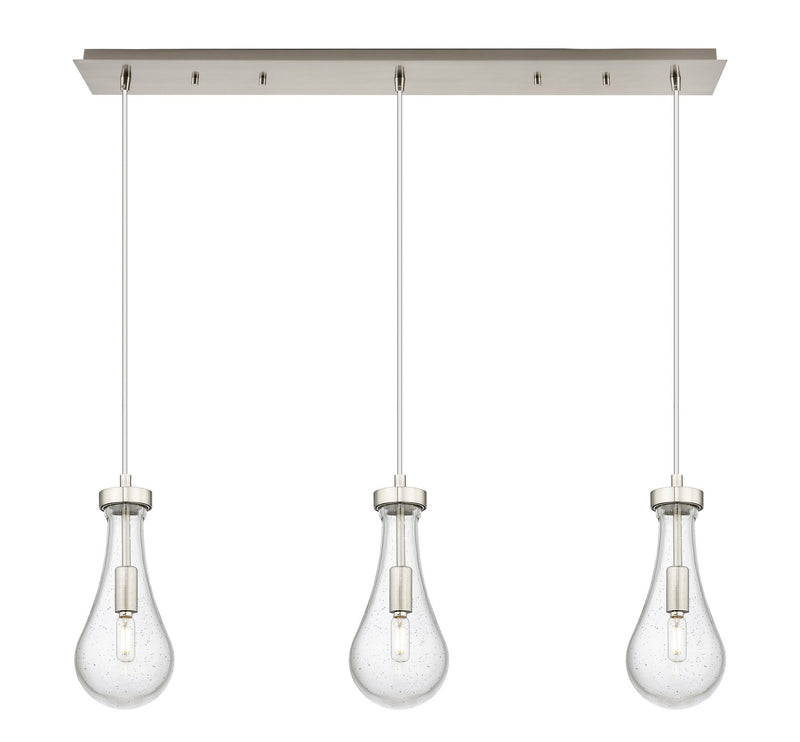 Innovations 123-451-1P-SN-G451-5ME Three Light Linear Pendant, Brushed Satin Nickel