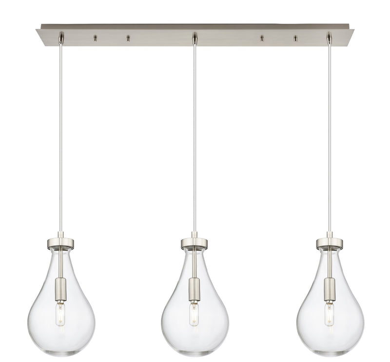 Innovations 123-451-1P-SN-G451-7CL Three Light Linear Pendant, Brushed Satin Nickel