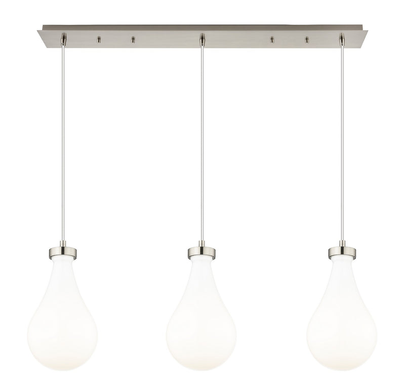 Innovations 123-451-1P-SN-G451-7GWH Three Light Linear Pendant, Brushed Satin Nickel
