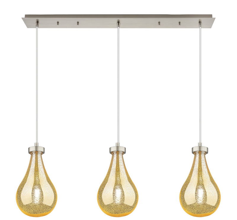 Innovations 123-451-1P-SN-G451-7ME Three Light Linear Pendant, Brushed Satin Nickel