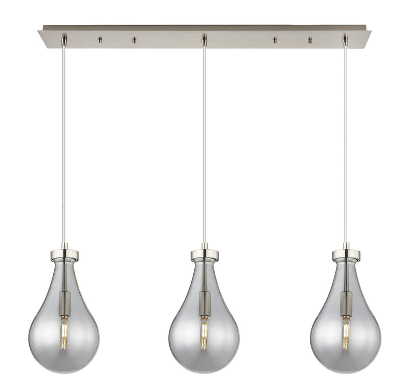 Innovations 123-451-1P-SN-G451-7SM Three Light Linear Pendant, Brushed Satin Nickel