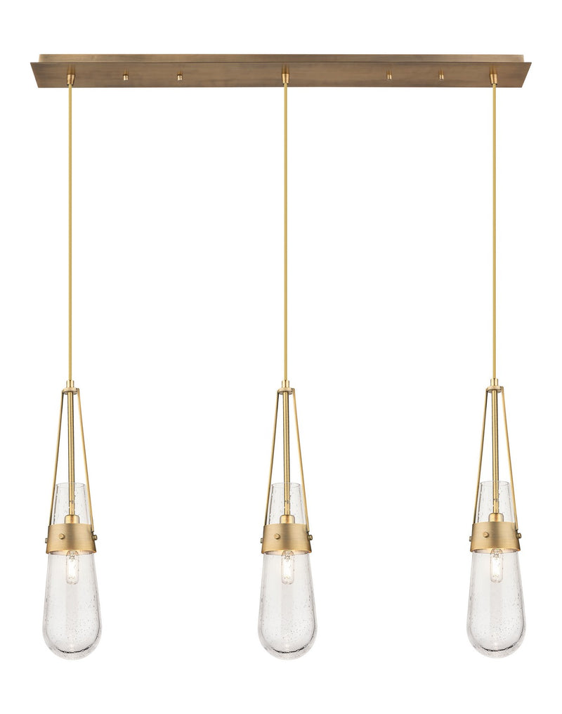 Innovations 123-452-1P-BB-G452-4SDY Three Light Linear Pendant, Brushed Brass