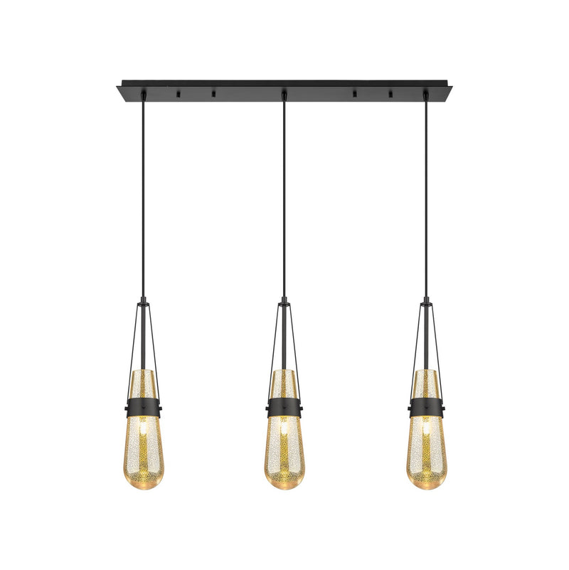 Innovations 123-452-1P-BK-G452-4ME Three Light Linear Pendant, Matte Black