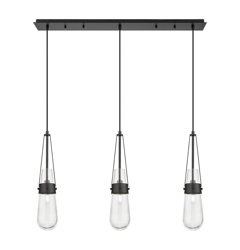 Innovations 123-452-1P-BK-G452-4SDY Three Light Linear Pendant, Matte Black