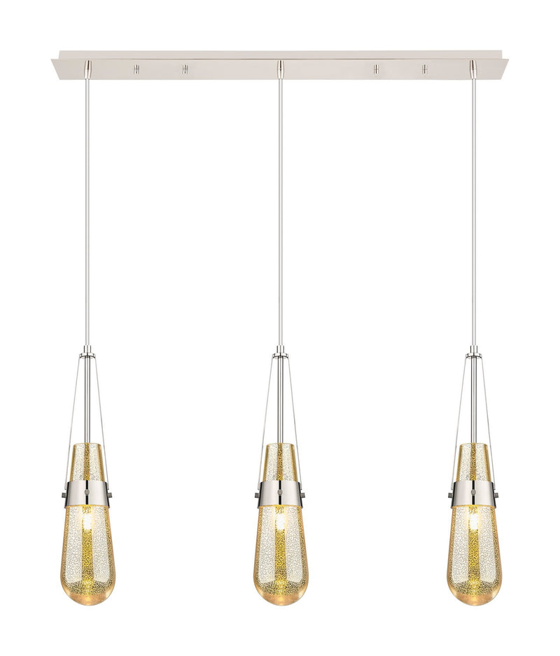 Innovations 123-452-1P-PN-G452-4ME Three Light Linear Pendant, Polished Nickel