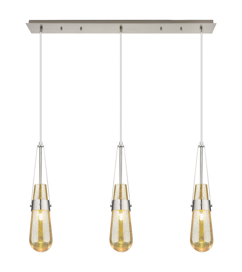 Innovations 123-452-1P-SN-G452-4ME Three Light Linear Pendant, Brushed Satin Nickel