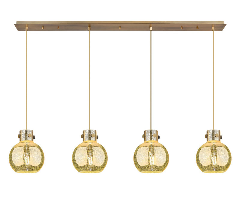 Innovations 124-410-1PS-BB-G410-8ME Four Light Linear Pendant, Brushed Brass
