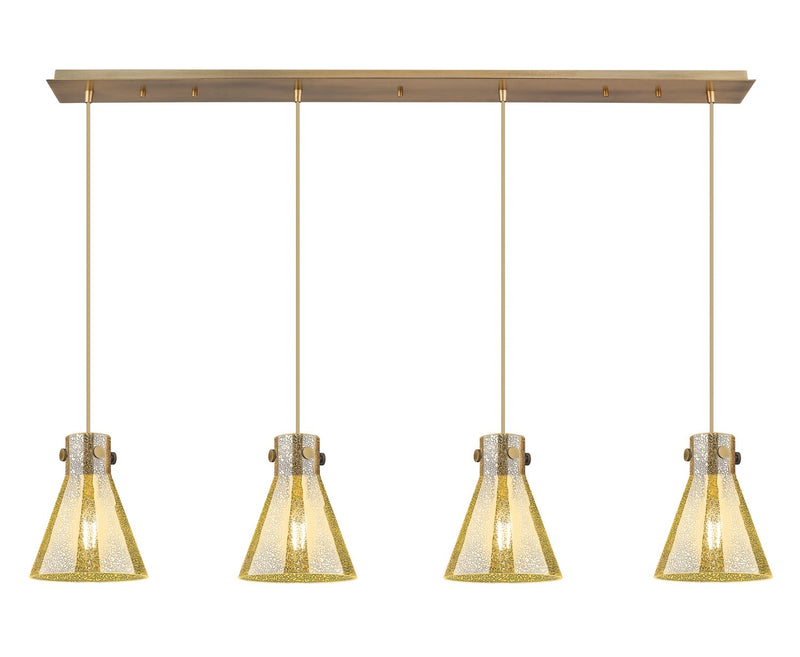Innovations 124-410-1PS-BB-G411-8ME Four Light Linear Pendant, Brushed Brass